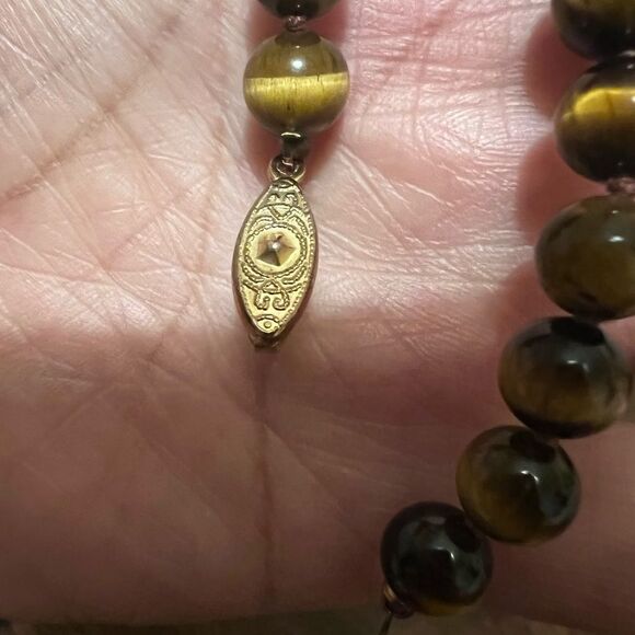 WOMENS VINTAGE HANDMADE TIGER EYE BRACELET - Picture 4 of 4